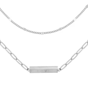 Siloé Collier 2 rangs maillons et talisman (argenté) Online