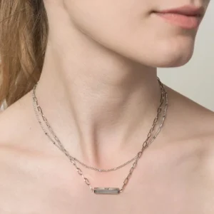 Siloé Collier 2 rangs maillons et talisman (argenté) Online