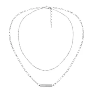 Siloé Collier 2 rangs maillons et talisman (argenté) Online