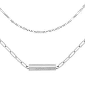 Siloé Collier 2 rangs maillons et talisman (argenté) Online