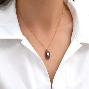 Siloé Collier améthyste ovale et étoile dorée Outlet