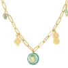 Siloé Collier breloques et scarabée vert d'eau Hot