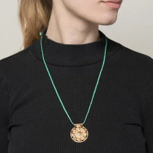 Viadoli Collier cordon tressé médaille escargot (doré) Clearance