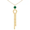Viadoli Collier long pendentif pierre et billes (agate verte) Best