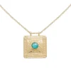 Viadoli Collier médaille carrée pierre (amazonite) New