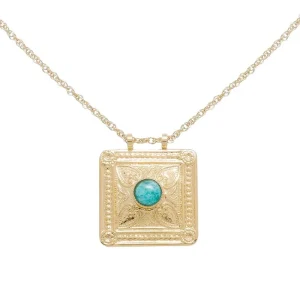 Viadoli Collier médaille carrée pierre (amazonite) New