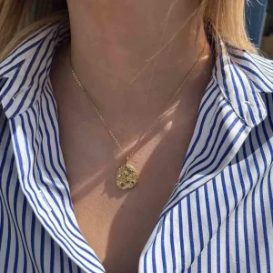 Siloé Collier médaille martelée lune oeil et étoile Hot