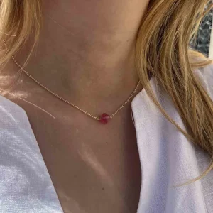 By Jollia Collier mini trèfle facetté Rouge Online