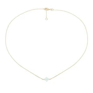 By Jollia Collier mini trèfle facetté aqua (plaqué or) Discount