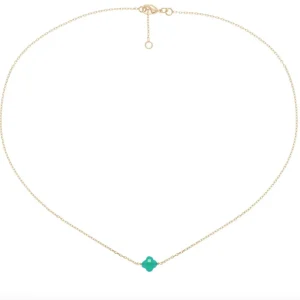 By Jollia Collier mini trèfle facetté vert lagon (plaqué or) Best