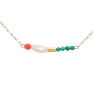 Viadoli Collier multi pierres (amazonite/corail) Online