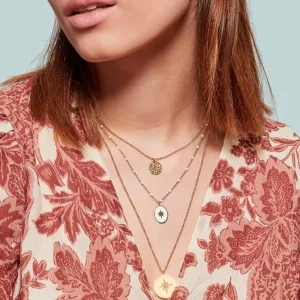 Siloé Collier multirangs médailles étoiles (blanc) Best