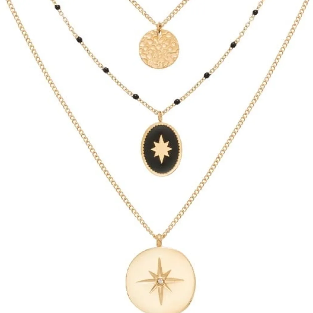 collier_multirangs_noir_t_0.webp Siloé Collier multirangs noir étoiles et médaille Fashion