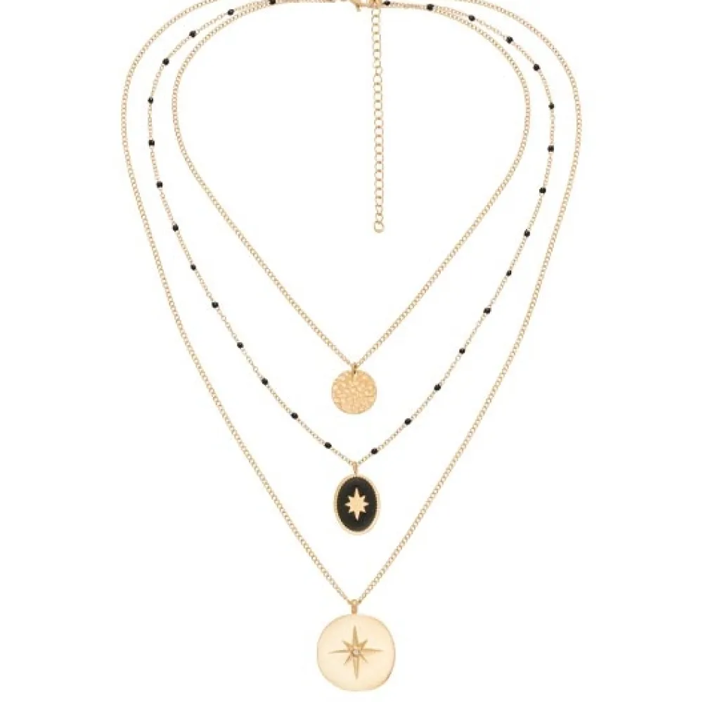 collier_multirangs_noir_t_2.webp Siloé Collier multirangs noir étoiles et médaille Fashion