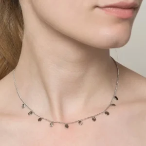 Siloé Collier pastilles ovales martelées (argenté) Clearance