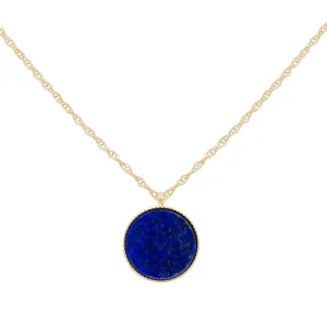 Viadoli Collier pendentif pierre plate (lapis) Online