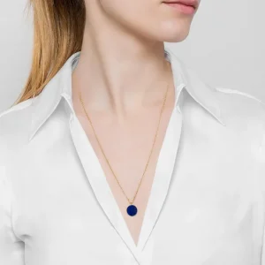 Viadoli Collier pendentif pierre plate (lapis) Online