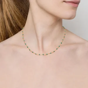 Siloé Collier perles fines malachite (doré) Outlet