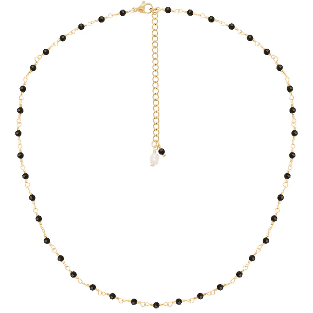 collier_perles_fines_noir_2.webp Siloé Collier perles fines noires (acier doré) New