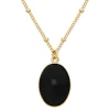 Viadoli Collier pierre ovale agate noire (doré) Best