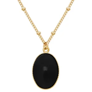 Viadoli Collier pierre ovale agate noire (doré) Best