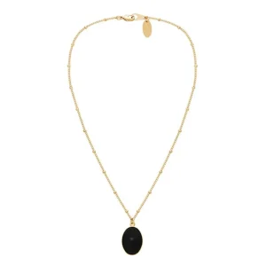 Viadoli Collier pierre ovale agate noire (doré) Best