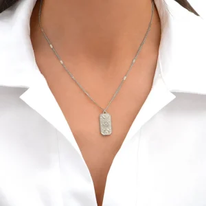 Siloé Collier plaque talisman œil (acier) New