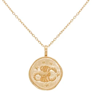 By Jollia Collier signe astro Scorpion à graver (plaqué or) Discount