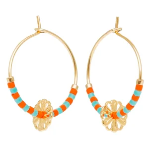 Viadoli Créoles turquoises et corails (doré) Best