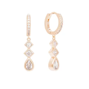 By Jollia Mini créoles cristaux pendants (plaqué or) Discount