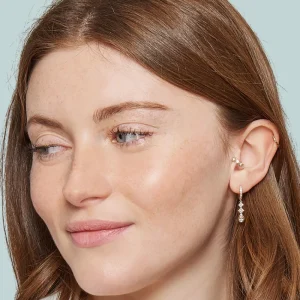 By Jollia Mini créoles cristaux pendants (plaqué or) Discount