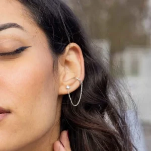 By Jollia Mono bague d'oreille et zircon (argent) Hot