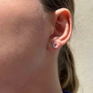 By Jollia Puces d'oreilles lune zircons (argent) Discount