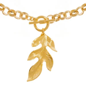 Viadoli Sautoir chaîne feuille (doré) Sale