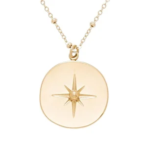 Siloé Sautoir médaille étoile chaine perlée (doré) Hot