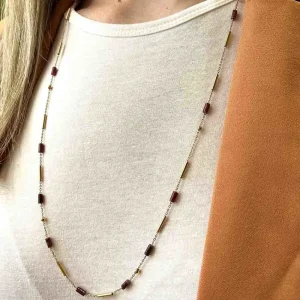 Zag Bijoux Sautoir petites pierres bordeaux Online