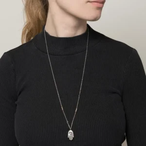 Zag Bijoux Sautoir talisman main nacre et oeil (argenté) Hot